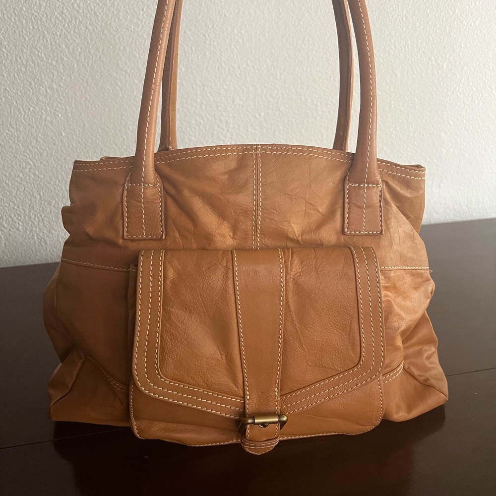 6th Avenue Brand Tan Leather Tote Bag